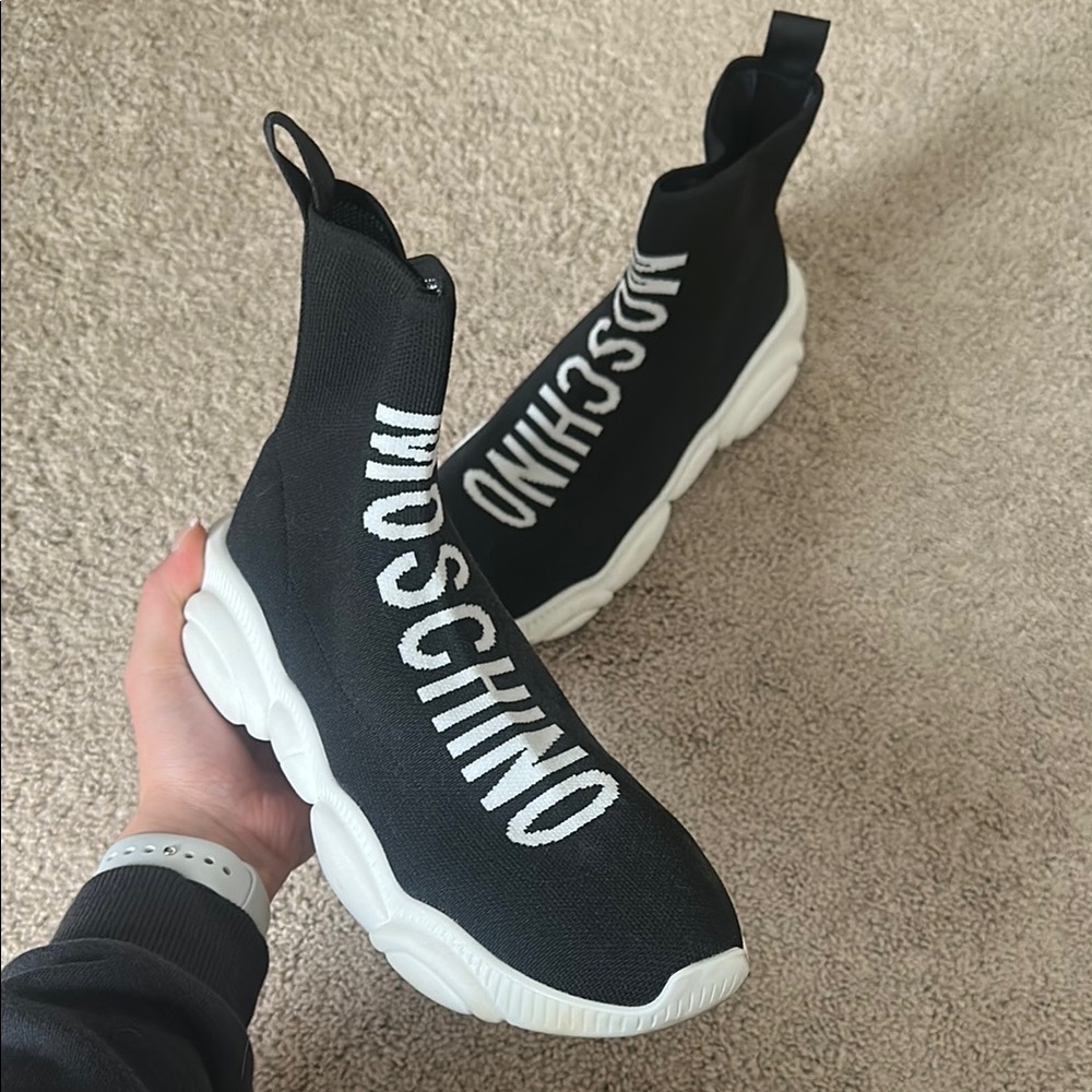 Moschino Black and White Sock Sneakers - Picture 5 of 5